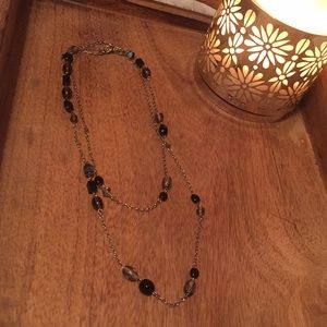 Long Black Beaded Necklace
